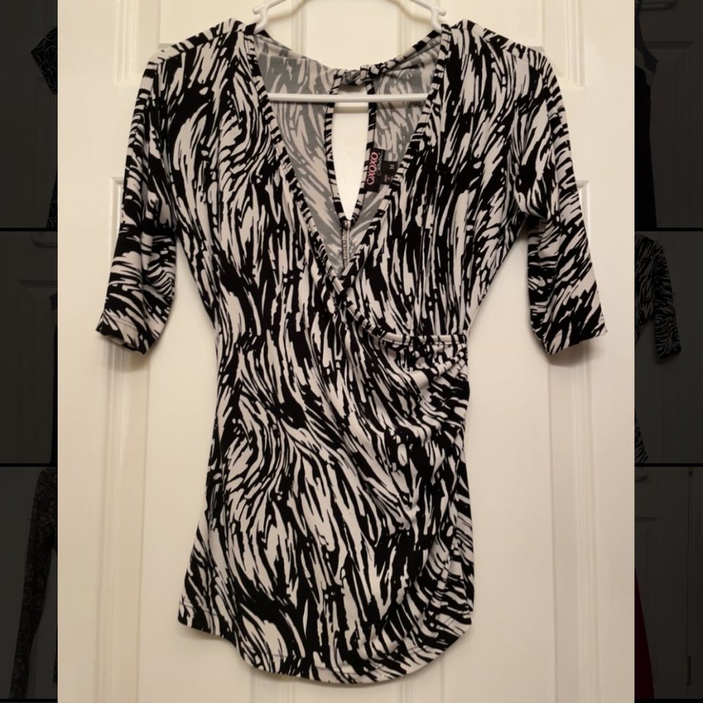 Fitted Criss Cross Top with Zebra Print
